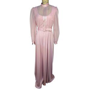 VTG Gown Sz 12 Runs small Mauve Pink Sheer Long Sleeves Union Md Elegant Cottage